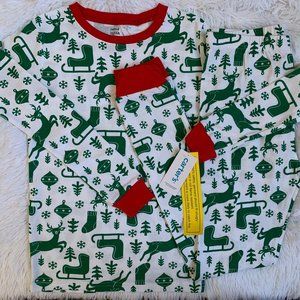 Size 12 Carters 2-Piece Christmas Snug Fit Cotton Pajamas Green NWT